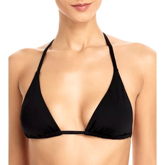 NWT AQUA Swim Lightly Padded Triangle Bikini Top Black Size Small - Picture 1 of 11